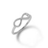 Banter Cubic Zirconia Sideways Infinity Ring In Solid Sterling Silver Rings