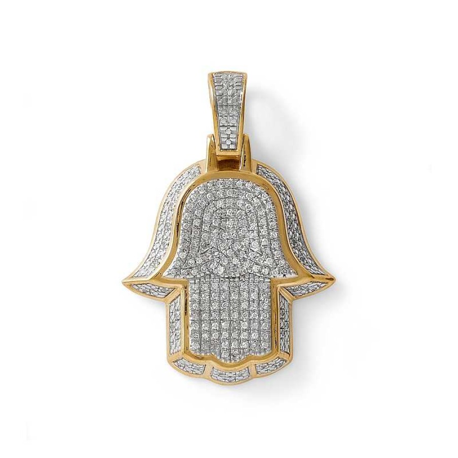 Banter 1/4 Ct. T.W. Composite Diamond Frame Hamsa Necklace Charm In 10K Gold Charms