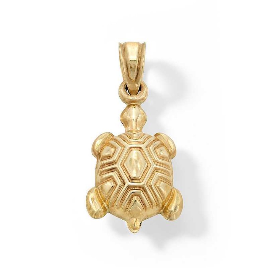 Banter 10K Hollow Gold Puff Turtle Necklace Charm Charms