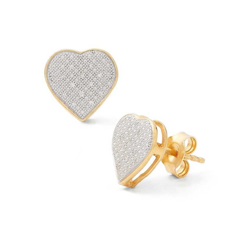 Banter Diamond Accent Heart Stud Earrings In Sterling Silver And 18K Gold Plate Earrings