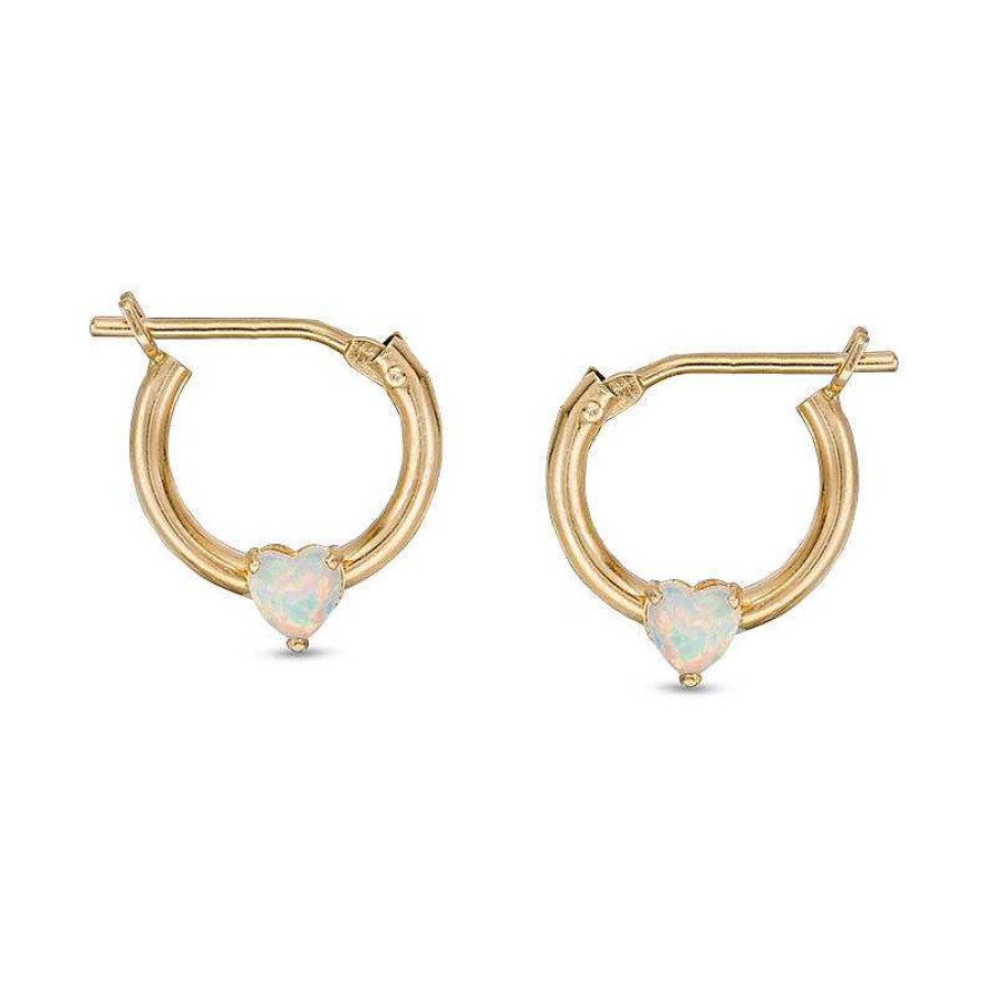 Banter Child'S 3Mm Heart-Shaped Simulated Opal Hoop Earrings In 14K Gold Earrings