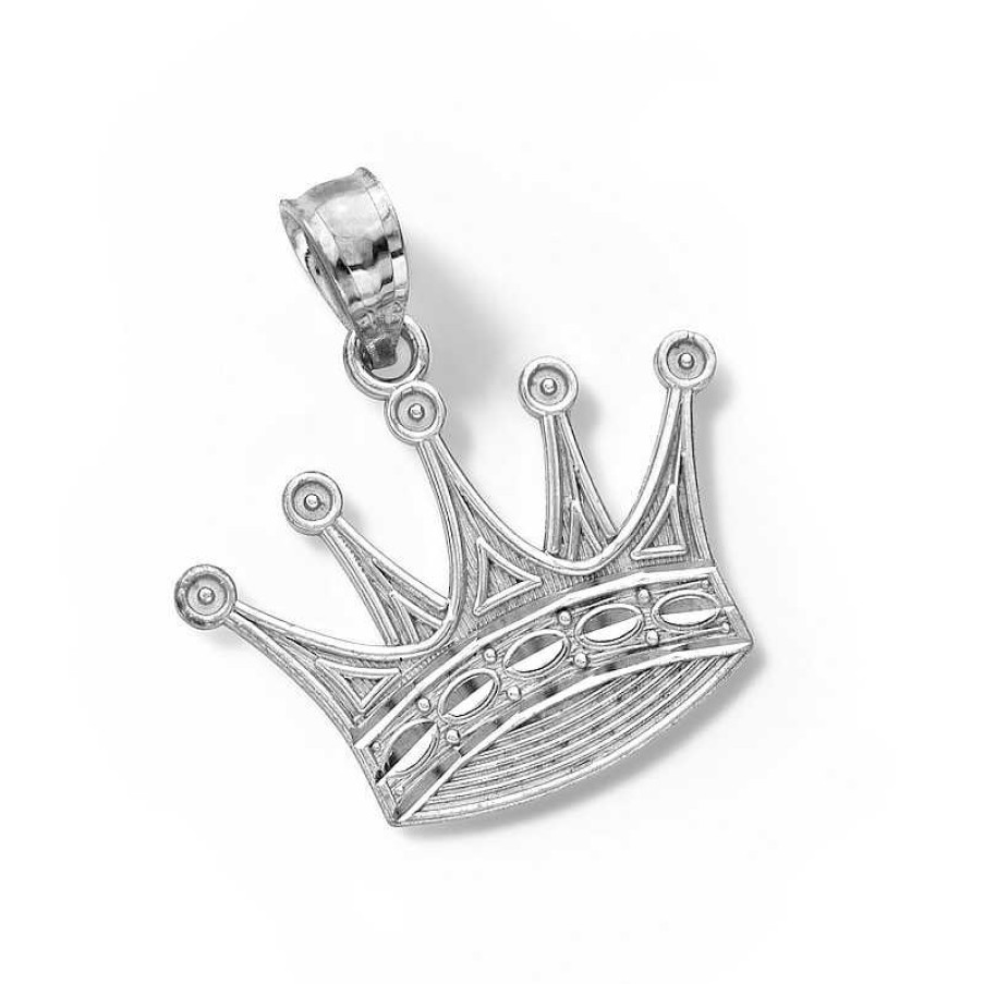 Banter 10K Solid White Gold Crown Necklace Charm Charms