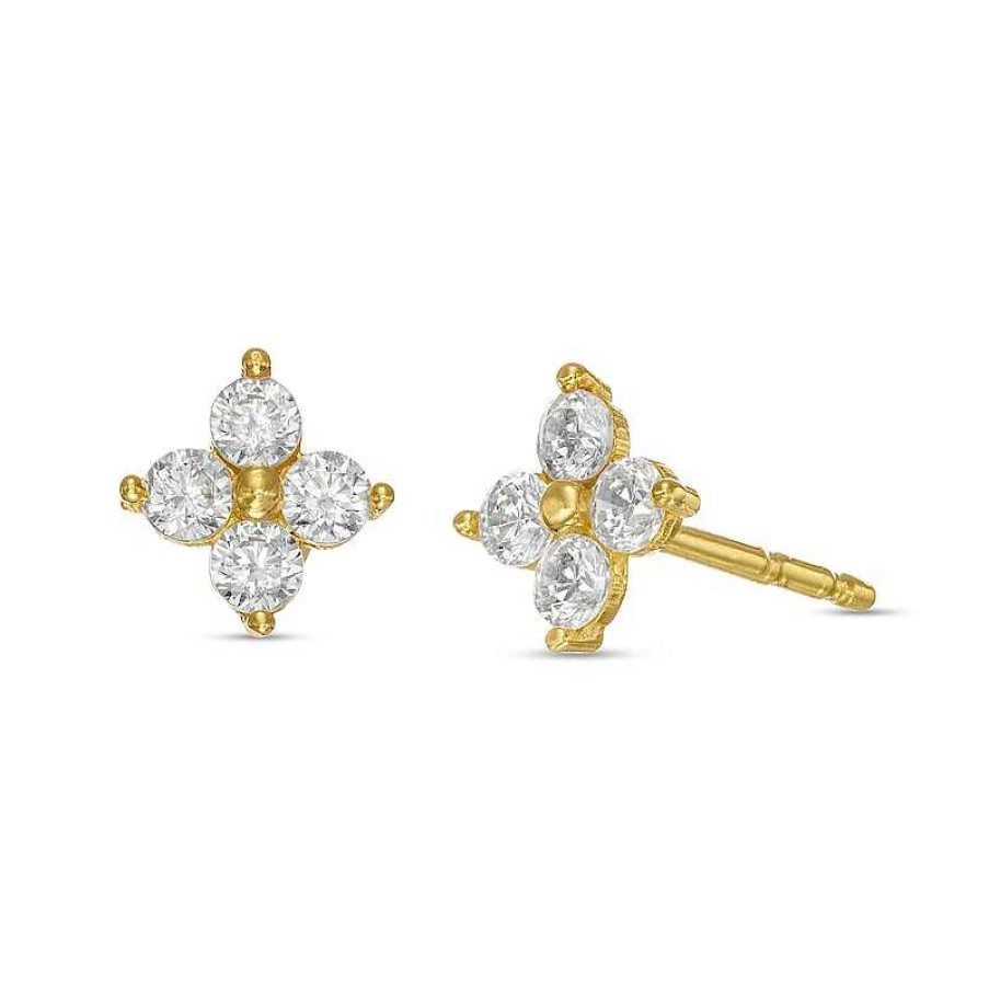 Banter Cubic Zirconia Four-Petal Flower Stud Earrings In 10K Gold Earrings