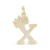 Banter Cubic Zirconia "X" Initial With Crown Necklace Charm In 10K Solid Gold Charms