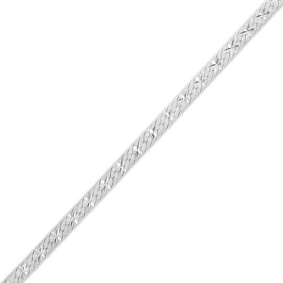 Banter Made In Italy 3Mm Flat Herringbone Chain Anklet In Solid Sterling Silver - 9" + 1" Ankle