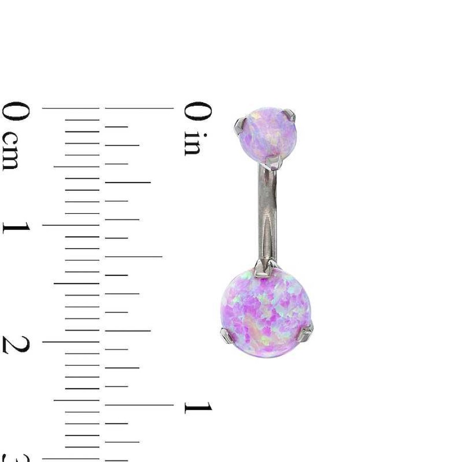 Banter Titanium Simulated Pink Opal Belly Button Ring - 14G 7/16" Belly Button