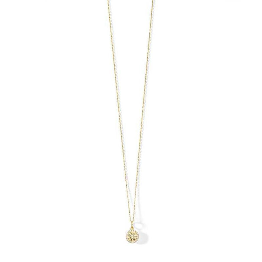 Banter 10K Semi-Solid Gold Cz Champagne Halo Necklace Necklaces