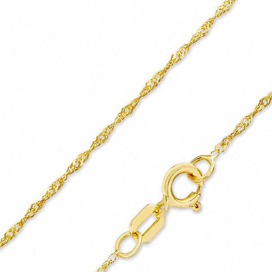 Banter 018 Gauge Singapore Chain Necklace In 14K Solid Gold - 15" Necklaces