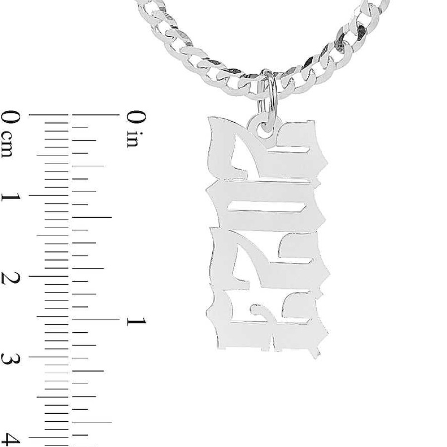 Banter Vertical Gothic Number Curb Chain Necklace In Sterling Silver Necklaces