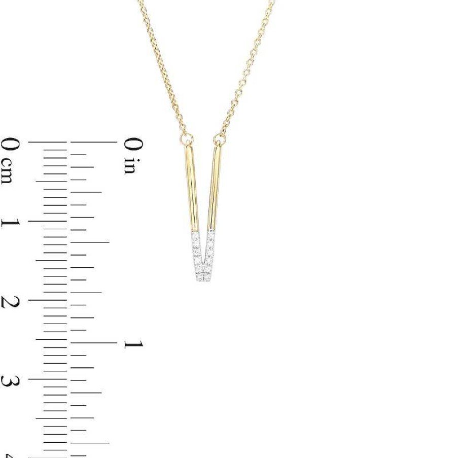 Banter 1/20 Ct. T.W. Diamond "V" Initial Necklace In Sterling Silver With 14K Gold Plate - 18" Necklaces