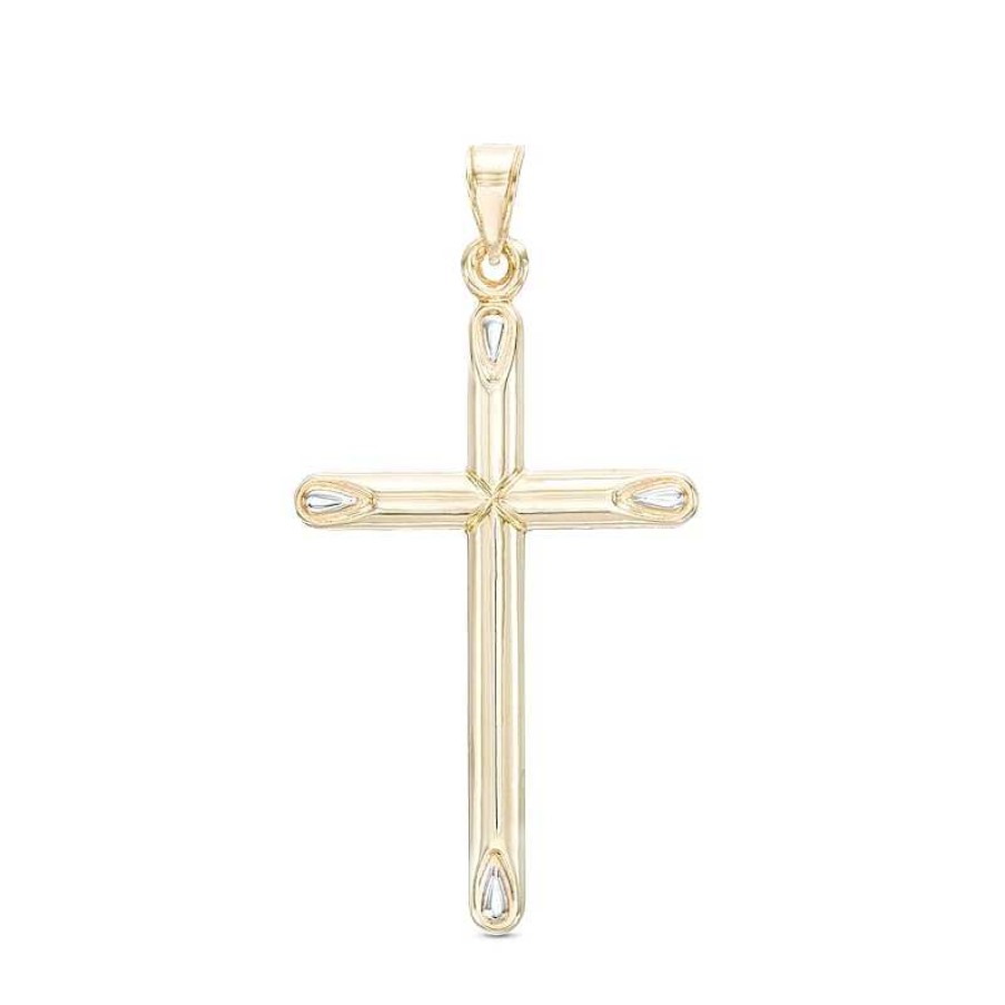 Banter Small Tube Cross Necklace Charm In 10K Hollow Gold Charms