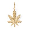 Banter Large Diamond-Cut Cannabis Leaf Necklace Charm In 10K Solid Gold Charms