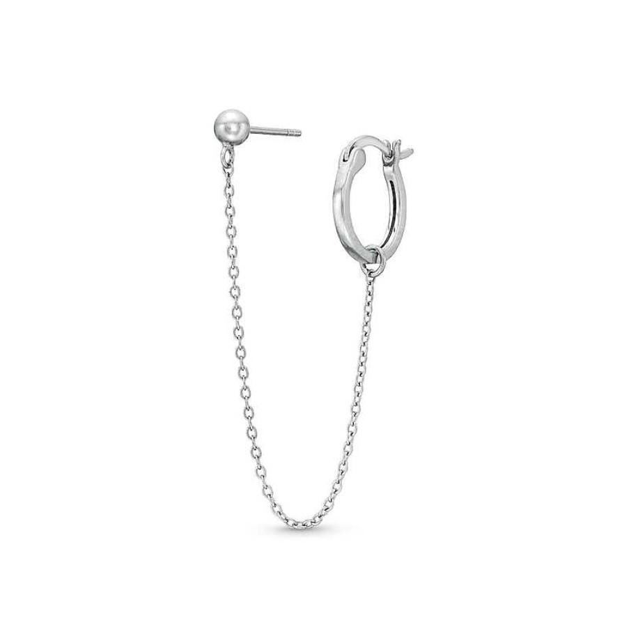 Banter Sterling Silver Ball And Hoop Cable Chain Double Earring Earrings