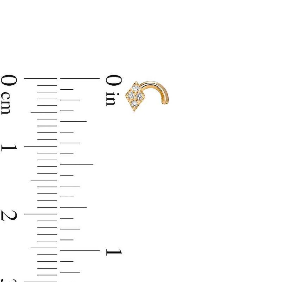 Banter 020 Gauge Diamond Accent Rhombus Nose Screw In 14K Gold Nose