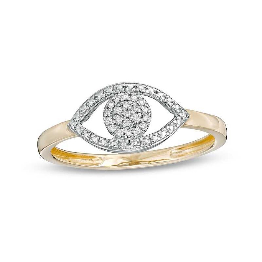 Banter 1/20 Ct. T.W. Composite Diamond Frame Evil Eye Ring In 10K Two-Tone Gold Rings