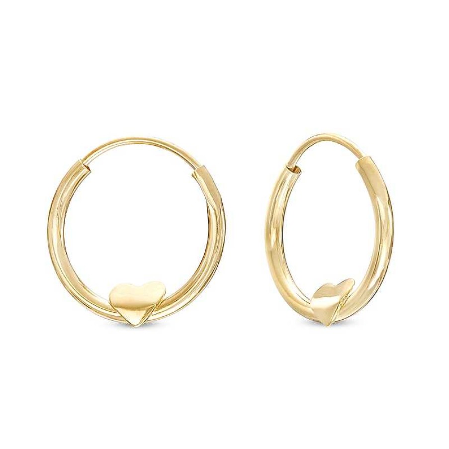 Banter Child'S 10K Gold Hoop With Heart Earrings Earrings