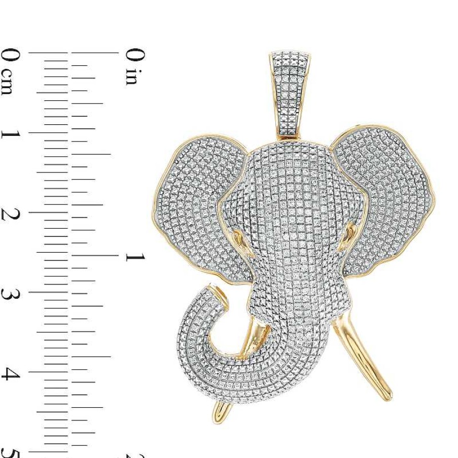 Banter 1/2 Ct. T.W. Diamond Elephant Head Necklace Charm In Sterling Silver With 14K Gold Plate Charms