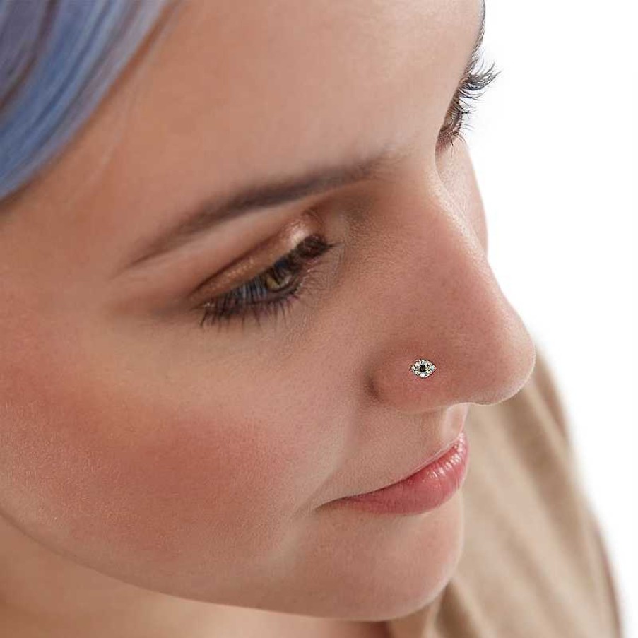 Banter 14K Semi-Solid Gold Cz Evil Eye Nose Stud - 22G Nose