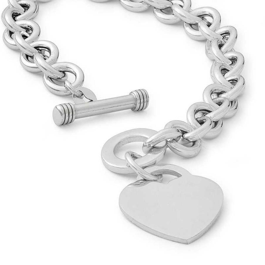 Banter Made In Italy Heart Toggle Bracelet In Hollow Sterling Silver - 8" Bracelets