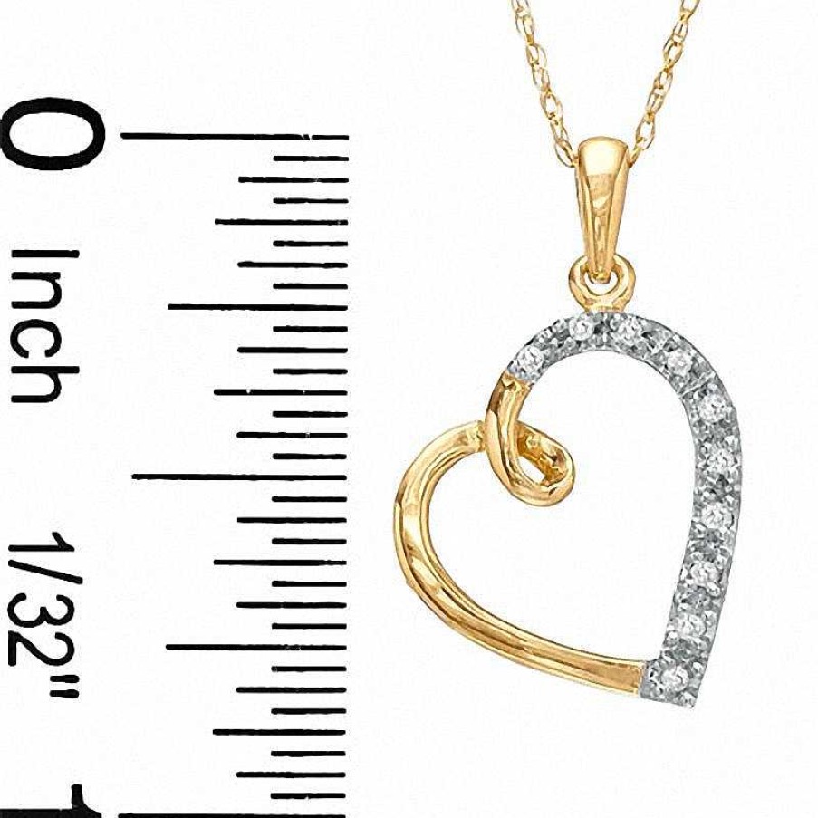 Banter 1/20 Ct. T.W. Diamond Tilted Looping Heart Pendant In 10K Gold Necklaces