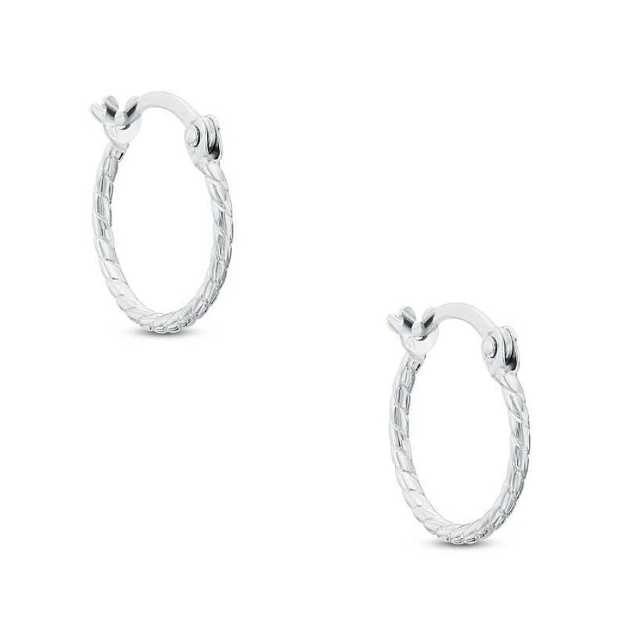 Banter 10Mm Rope Twist Hoop Earrings In 10K Tube Hollow White Gold Earrings