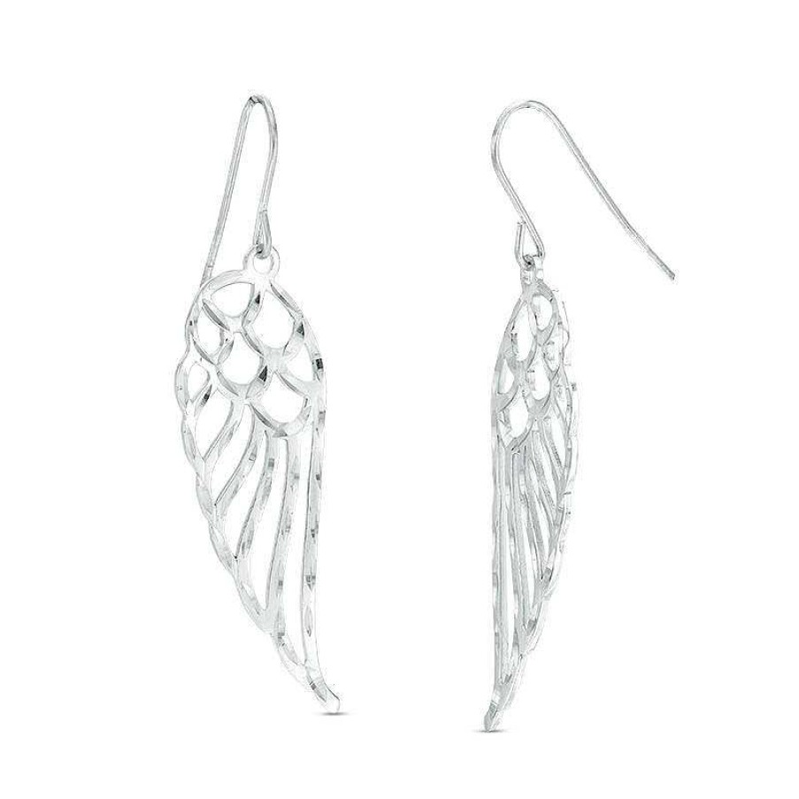 Banter Diamond-Cut Angel Wing Cut-Out Drop Earrings In Solid Sterling Silver Earrings