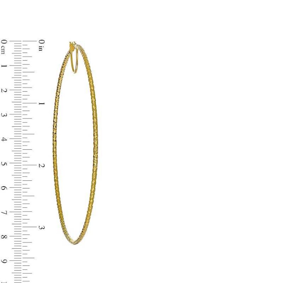 Banter Made In Italy 80 X 2Mm Diamond-Cut Solid Tube Hoop Earrings In 10K Gold Bonded Sterling Silver Earrings