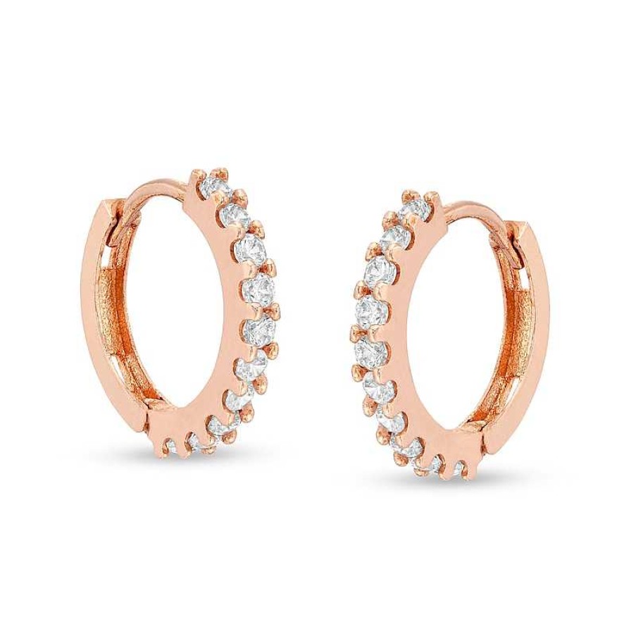 Banter Cubic Zirconia 12Mm Huggie Hoop Earrings In 10K Rose Gold Earrings