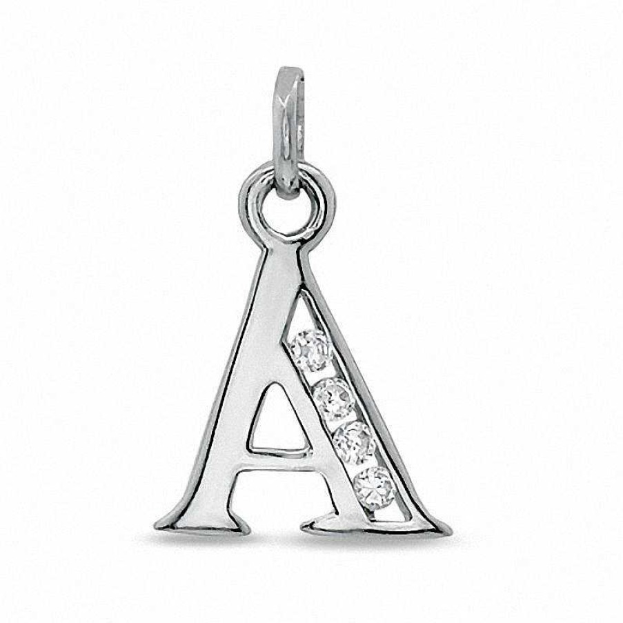 Banter Cubic Zirconia Small Initial "A" Charm In Sterling Silver Charms