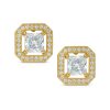 Banter 5.0Mm Princess-Cut Cubic Zirconia Octagonal Frame Stud Earrings In 14K Gold Earrings