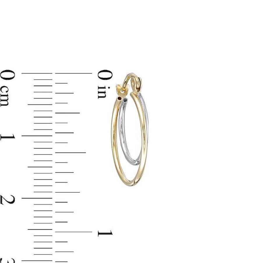 Banter 16.5Mm Double Row Split Hoop Earrings In 10K Tube Hollow Two-Tone Gold Earrings