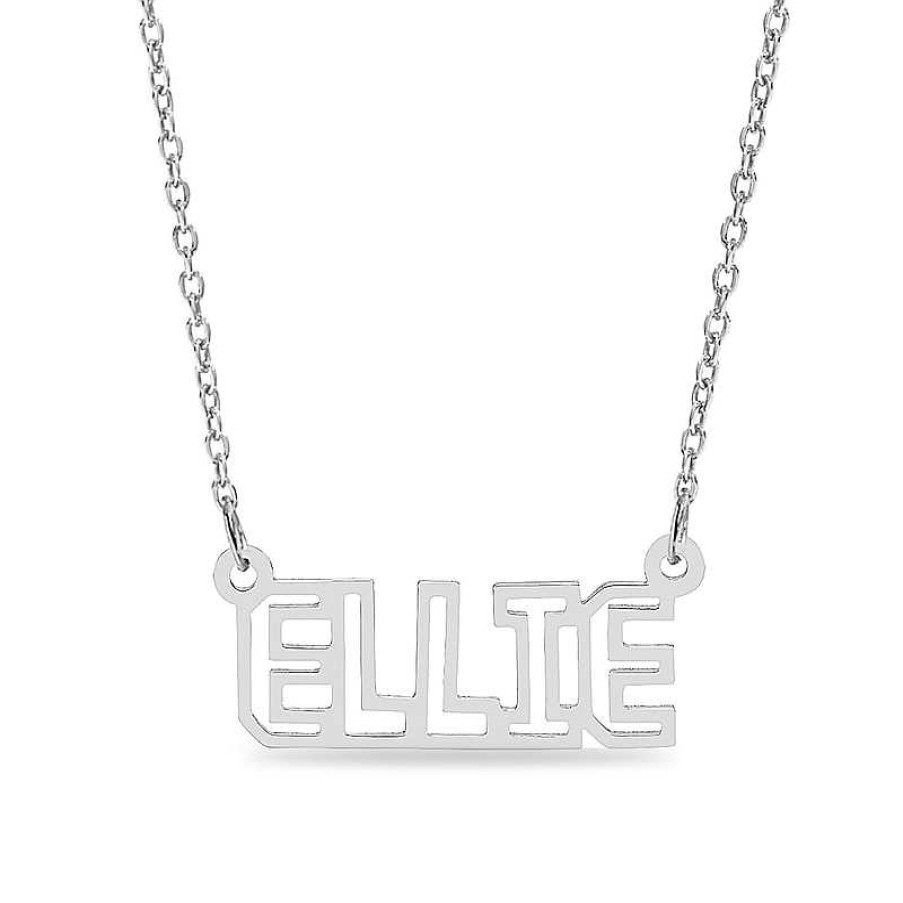 Banter Outlined Name Cable Chain Necklace In Sterling Silver - 18" Necklaces