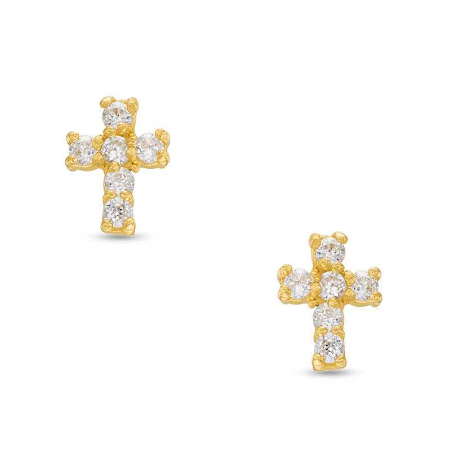 Banter Child'S Cubic Zirconia Cross Stud Earrings In 14K Gold Earrings