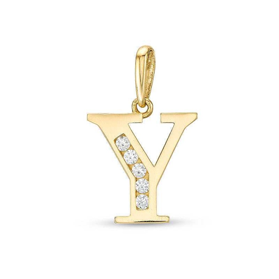 Banter Cubic Zirconia "Y" Initial Charm Pendant In 10K Solid Gold Charms