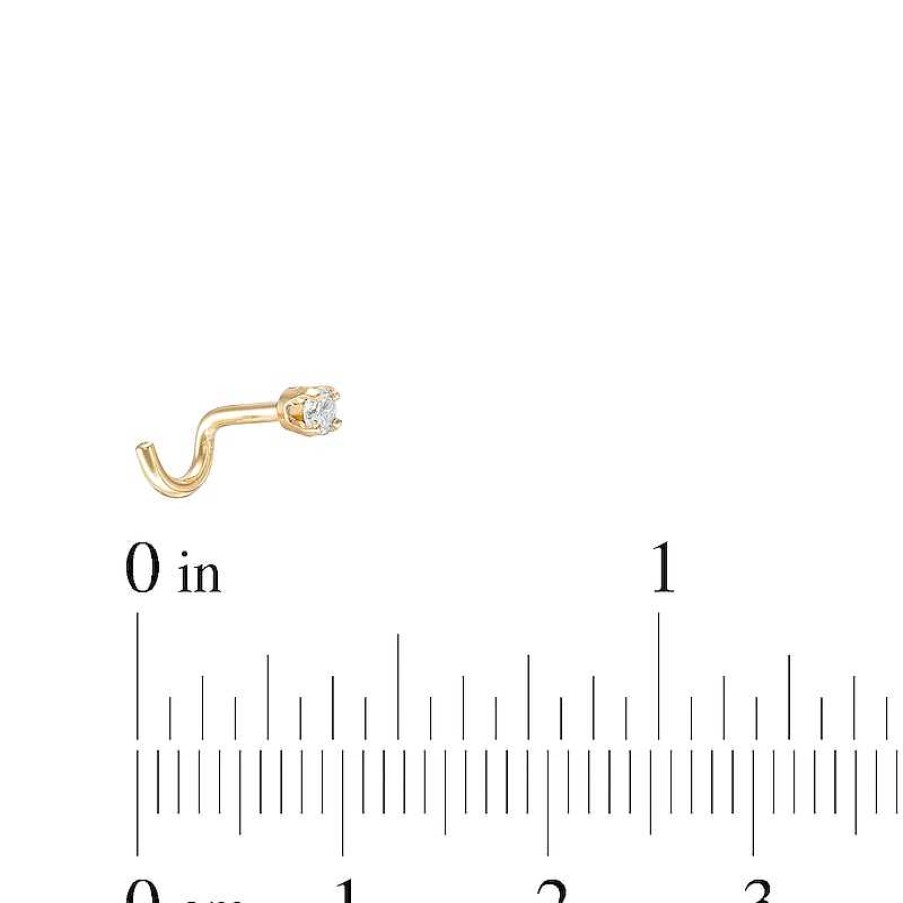 Banter 14K Semi-Solid Gold 1/20 Ct. T.W. Diamond Solitaire Screw Nose Stud - 18G 1/4" Nose