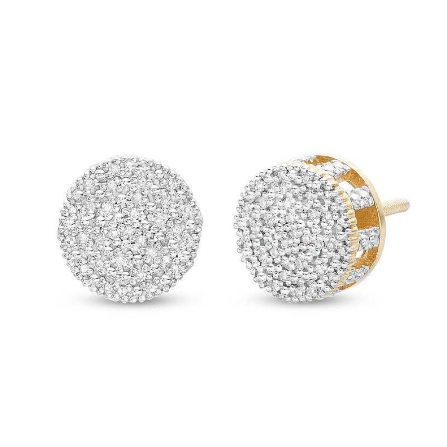 Banter 1/10 Ct. T.W. Diamond Round Raised Edge Stud Earrings In Sterling Silver With 14K Gold Plate Earrings