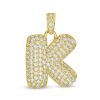 Banter Cubic Zirconia "K" Puff Block Initial Necklace Charm In 10K Semi-Solid Gold Charms