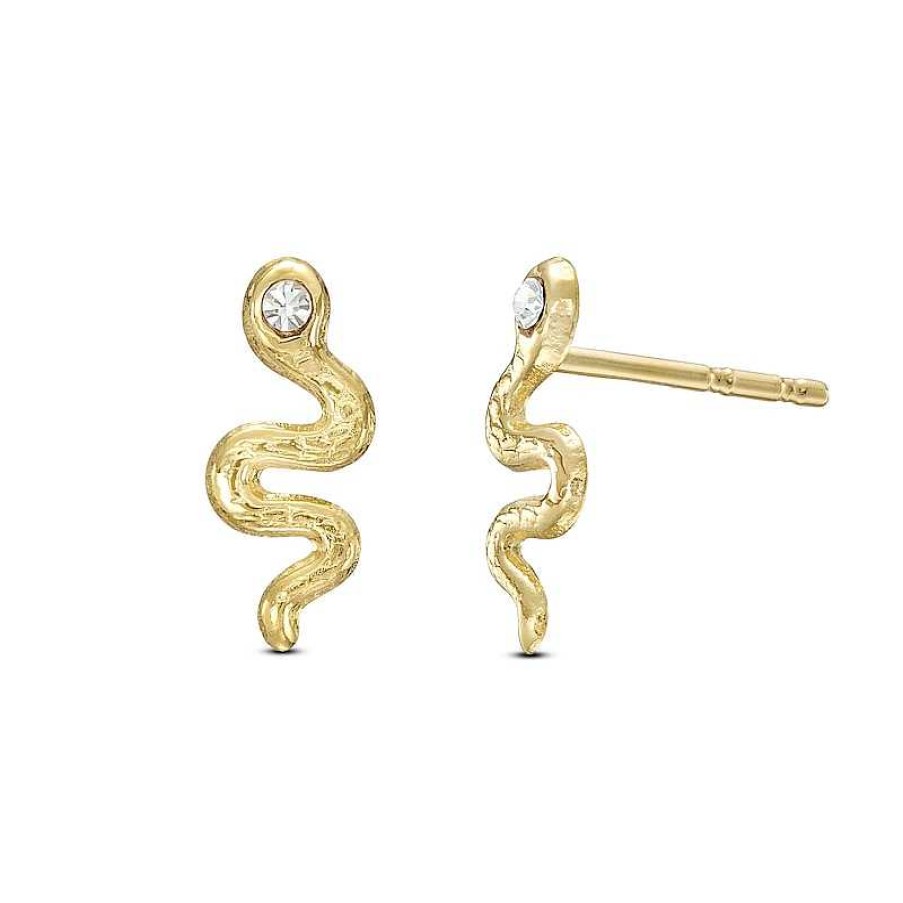 Banter Cubic Zirconia Snake Stud Earrings In 10K Solid Gold Earrings