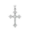 Banter Cubic Zirconia Large Gothic-Style Cross Solid Necklace Charm In Solid Sterling Silver Charms