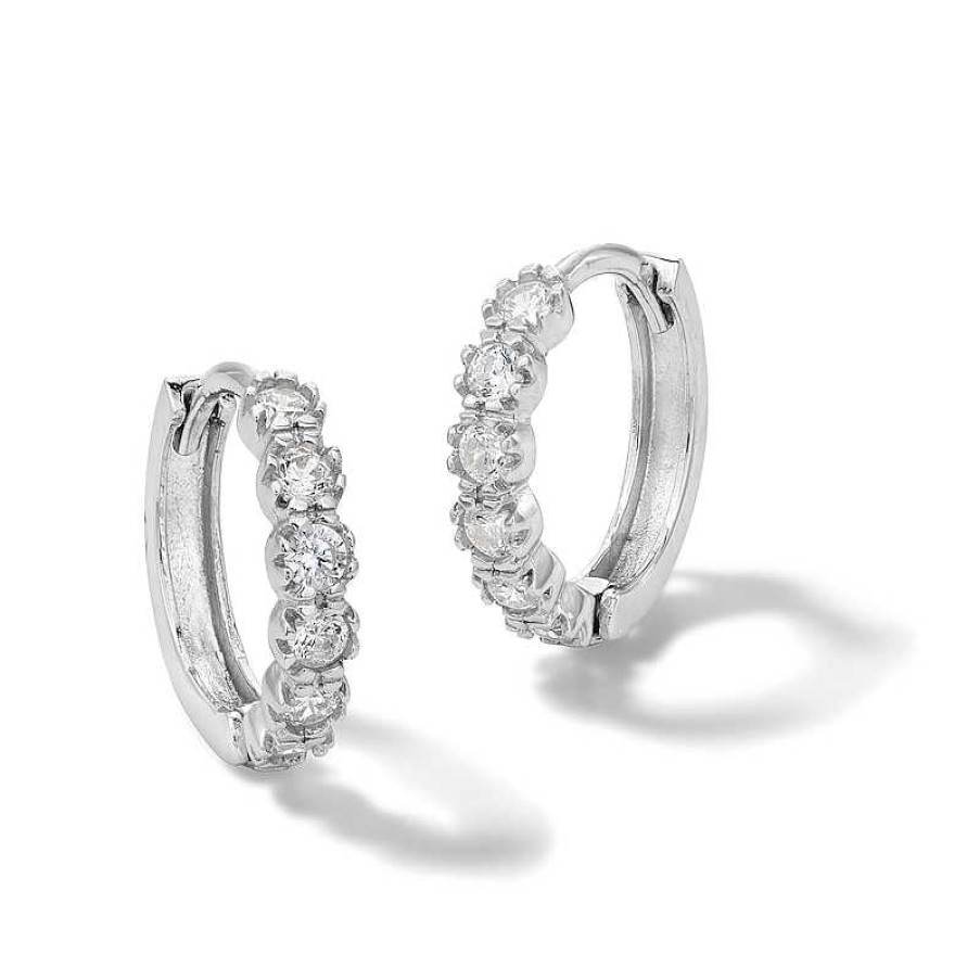 Banter Cubic Zirconia Six Stone Huggie Hoop Earrings In Sterling Silver Earrings