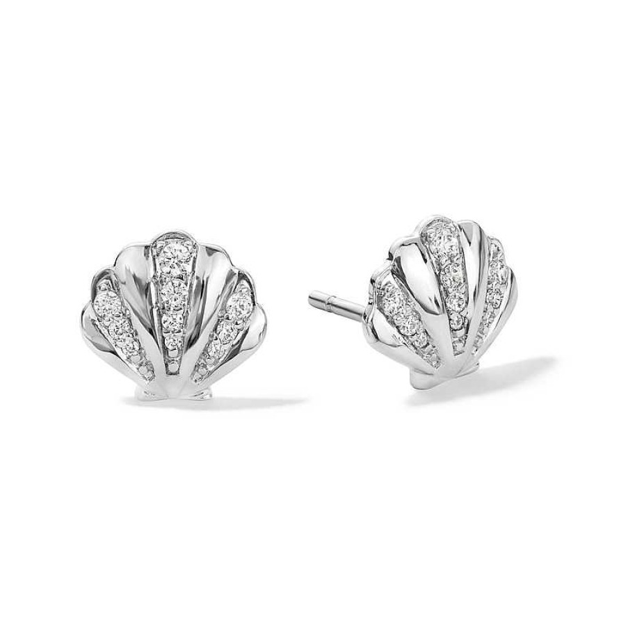 Banter Sterling Silver Diamond Accent Seashell Earrings Earrings