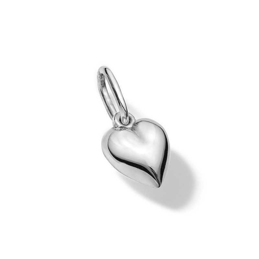 Banter 10K Hollow White Gold Dainty Puffy Heart Charm Charms