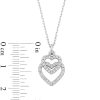 Banter Cubic Zirconia Graduated Double Heart Outline Drop Pendant In Sterling Silver Necklaces