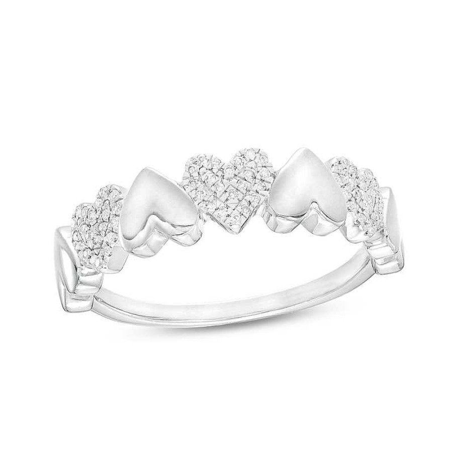 Banter 1/10 Ct. T.W. Diamond Multi Heart Ring In Sterling Silver Rings