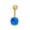 Banter Yellow Ion Plated Lab-Created Blue Opal Belly Button Ring - 14G 3/8" Belly Button