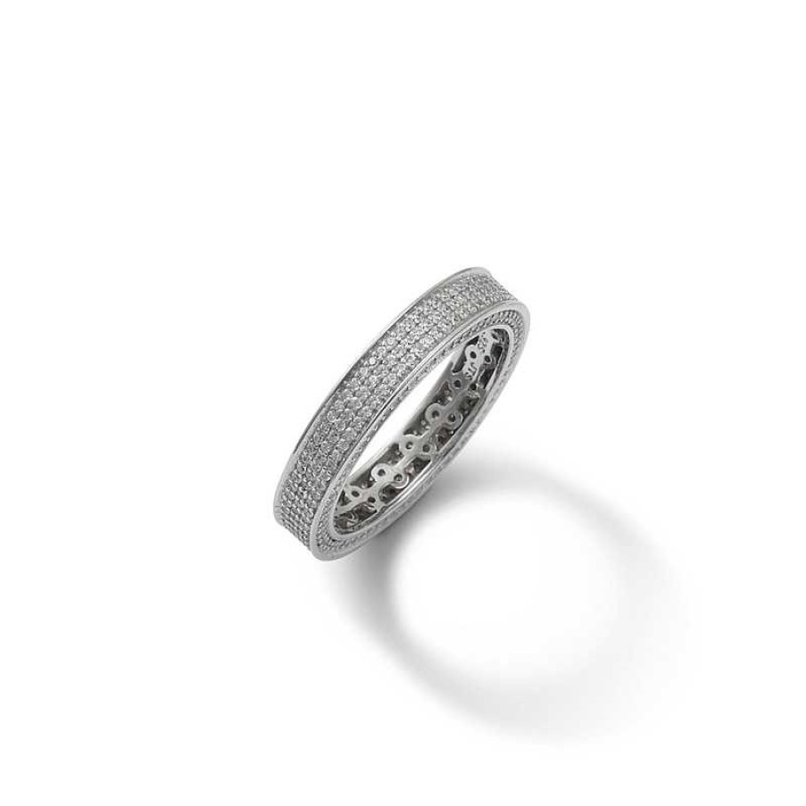 Banter Cubic Zirconia Eternity Band In Solid Sterling Silver Rings