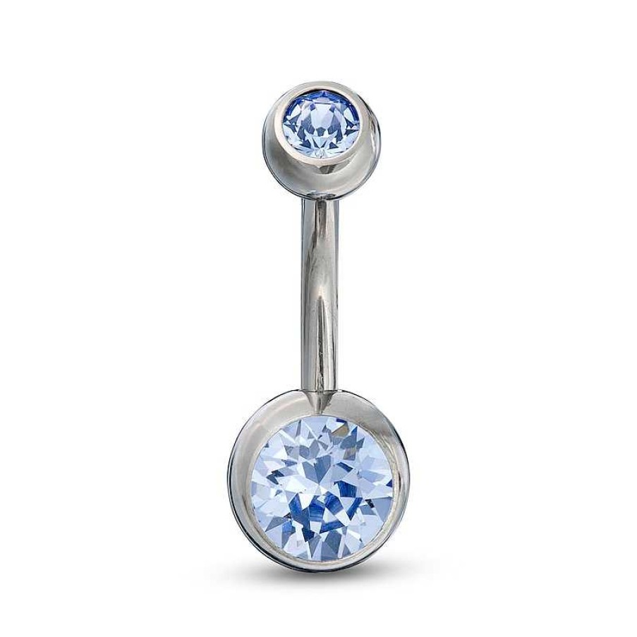 Banter Titanium Light Blue Crystal Belly Button Ring - 14G 7/16" Belly Button