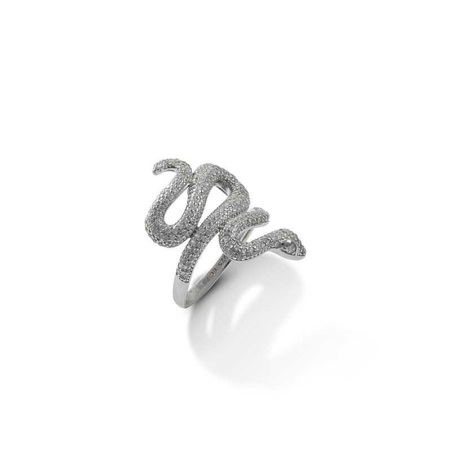 Banter Cubic Zirconia Linear Snake Ring In Sterling Silver Rings