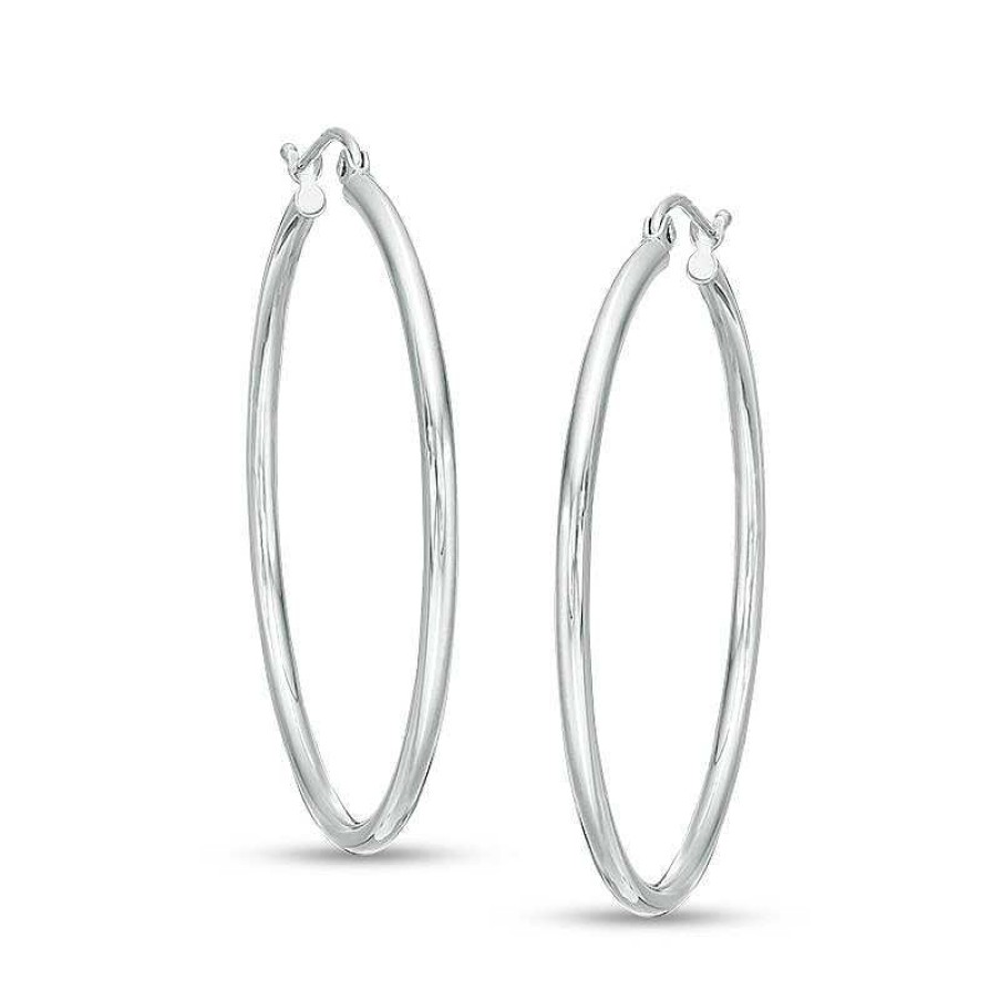 Banter 40Mm Hoop Earrings In 14K Tube Hollow White Gold Earrings