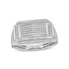 Banter 1/4 Ct. T.W. Diamond Raised Multi-Row Rectangle Top Ring In Sterling Silver Rings